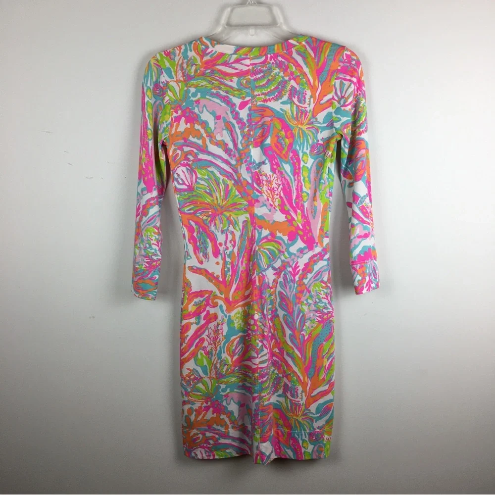 NWOT Lilly Pulitzer Sheath Dress 100% Pima Cotton Scuba To Cuba Coral Reef Multi - Picture 7 of 13
